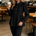 thumbnail image 2 of Tqcoqu Womens Babydoll Peplum Tops Button Up Business Casual Blouse Shirt, Tummy Control Dressy Casual Going Out Blouses,Women's,Size S-XXL, 2 of 6