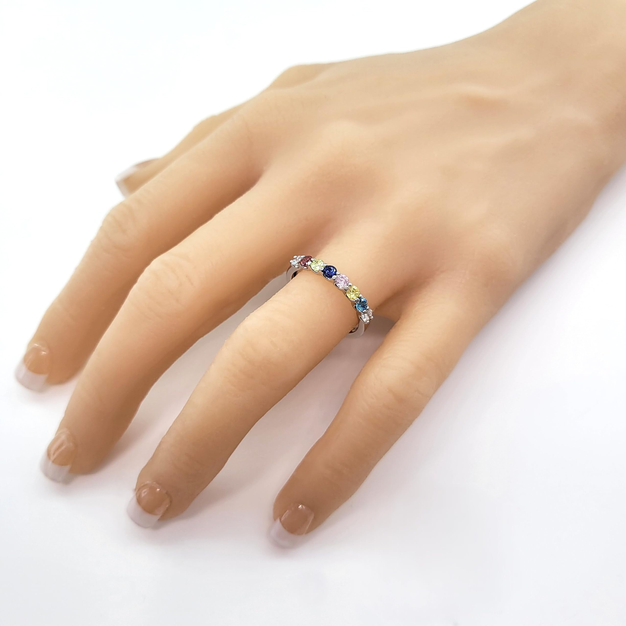 Nana U'r Family 1-9 Simulated Birthstone 10K White Gold Mothers Ring for Women, Size 12, Stone 8