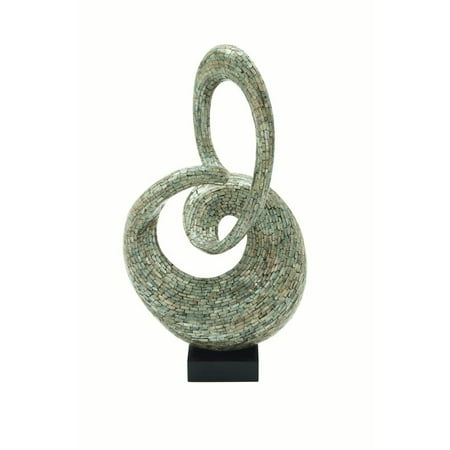 Decmode Contemporary 30 Inch Abstract Gray And White Polystone And Capiz Shell Sculpture