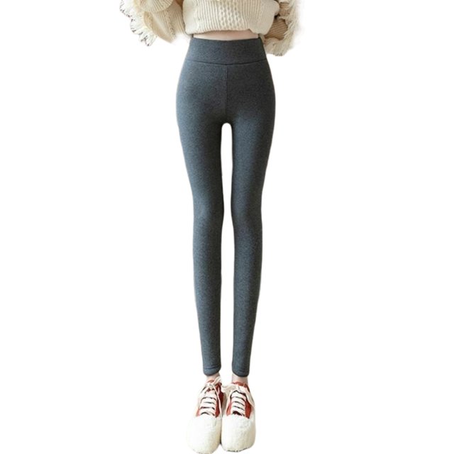 Txlixc Polainas Femeninas, Pantalones Elásticos de Cintura Alta de Color Sólido Grueso Txlixc moda