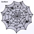 thumbnail image 4 of Ourwarm Halloween Party Black Lace Spiderweb Fireplace Mantle Scarf Table Cloth Horror Props Halloween Party Favor Decoration, 4 of 4