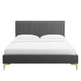 thumbnail image 5 of Modway Peyton Performance Velvet Queen Platform Bed in Charcoal, 5 of 10