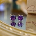 thumbnail image 2 of 1Ct Lab Created Amethyst Round Cut Beauty Stud Earrings 14K White Gold Plated, 2 of 4
