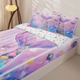 thumbnail image 3 of Homewish Ocean Mermaid Kid Zipper Twin Comforter Sets with Fitted Sheet and 2 Pillowcases, Dreamy Princess Castle Zipper Bedding Set, Stars Reversible, 4pcs, 3 of 6