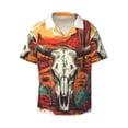 thumbnail image 2 of Lsque Western Desert Cactus Ram Skull print Men's Cuban Collar Short Sleeve Shirt Summer Beachwear Casual Button Down Fashionable Vacation Leisure Shirt-Large, 2 of 7