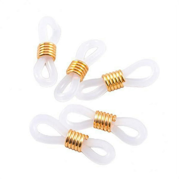 2x 50Pcs Eyeglasses Spectacle Chain Rubber Loop Ends Connector for Glasses - White Golden