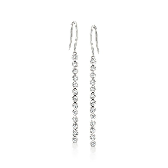 Ross-Simons 0.50 ct. t.w. Diamond Linear Drop Earrings in Sterling Silver, Women's, Adult
