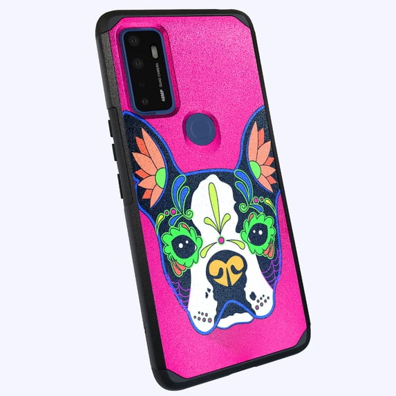 DALUX MetKase Hybrid Slim Phone Case Cover Compatible with AT&T Fusion 5G / EA211005 (2022) - Pink Sugar Boston Terrier