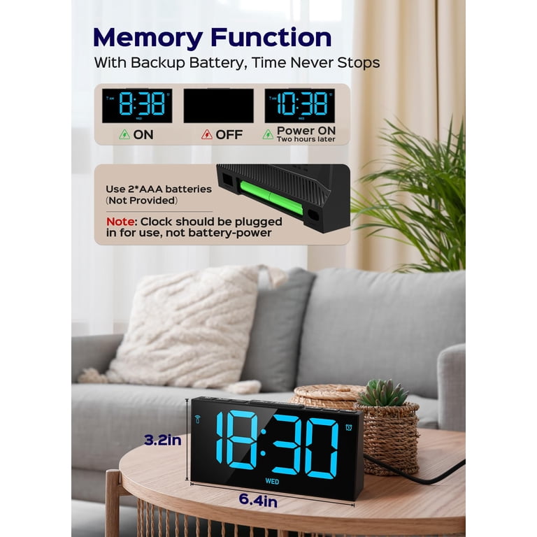 Mpow Wireless Sync Digital Alarm Clock, Blue photo 7