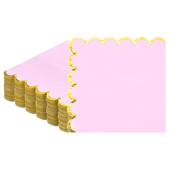 Uxcell 100Pack Servilletas de Papel Festoneadas con Foil Dorado para Fiestas y Eventos [Púrpura Claro]