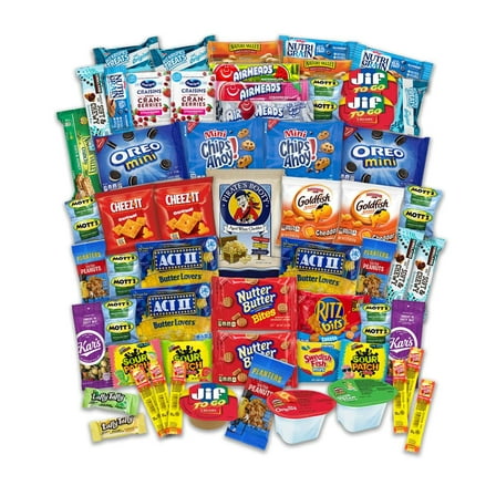 Snacks Variety Pack for Adults Kids NSD3 Students - 60 Sweet and Salty - Inmates Soldiers Men Women - Camp Care Package Gift Basket - College Treats, Office Snacks, Snack Packs by The LakeHouse