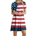 thumbnail image 2 of IROINNID Patriotic Dress for Women Round Neck Short Sleeve A-Line Dress Summer Casual Boho l Print Beach Mini Dress American Independence Day Dress, 2 of 5
