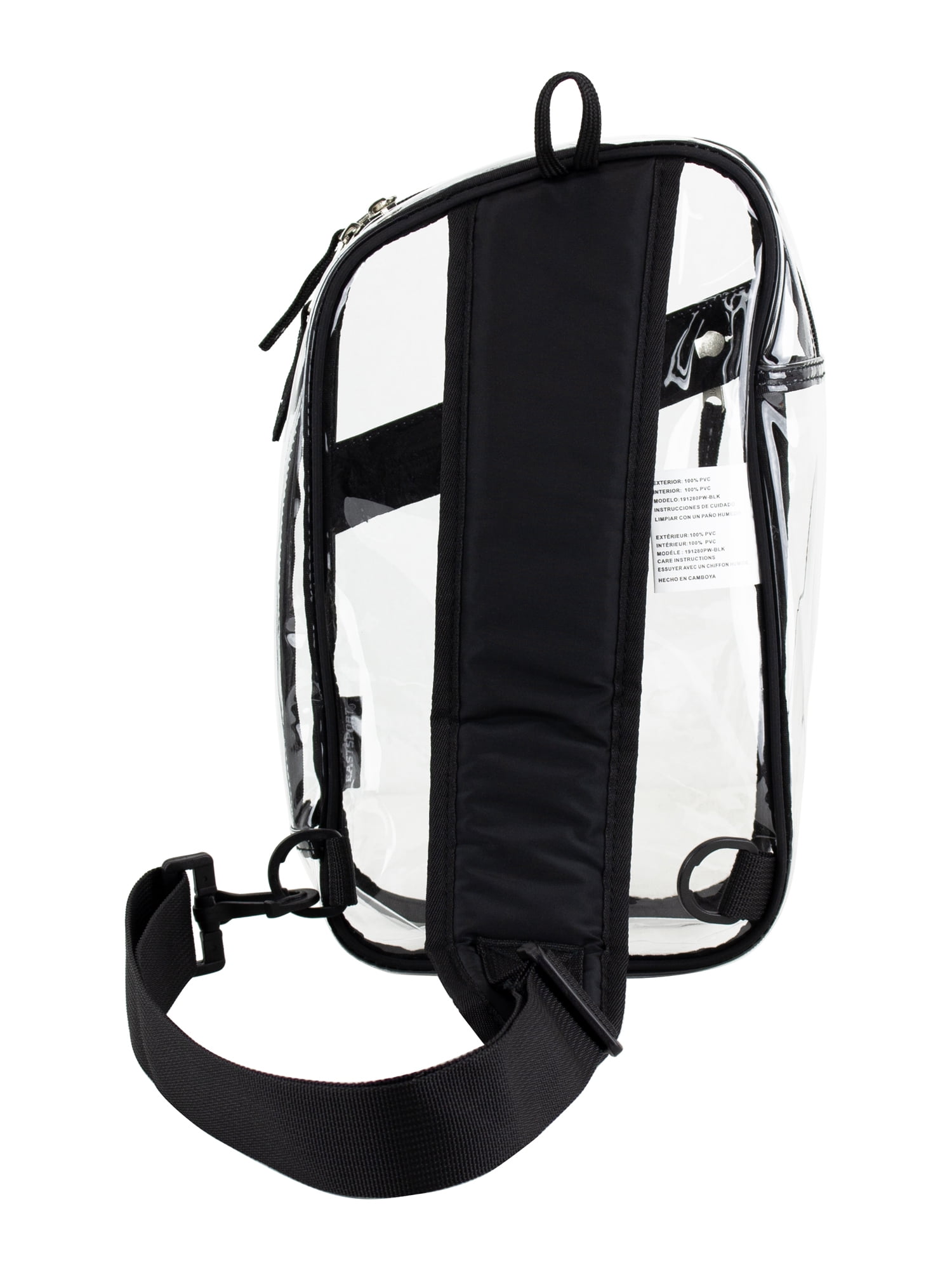 Eastsport Unisex Clear Stadium Approved Sling Gear Bag, Black Trim