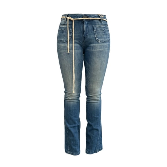 MAISON SCOTCH Women's Flared Tie Dye Front Pockets Jeans, Blue, 33/34