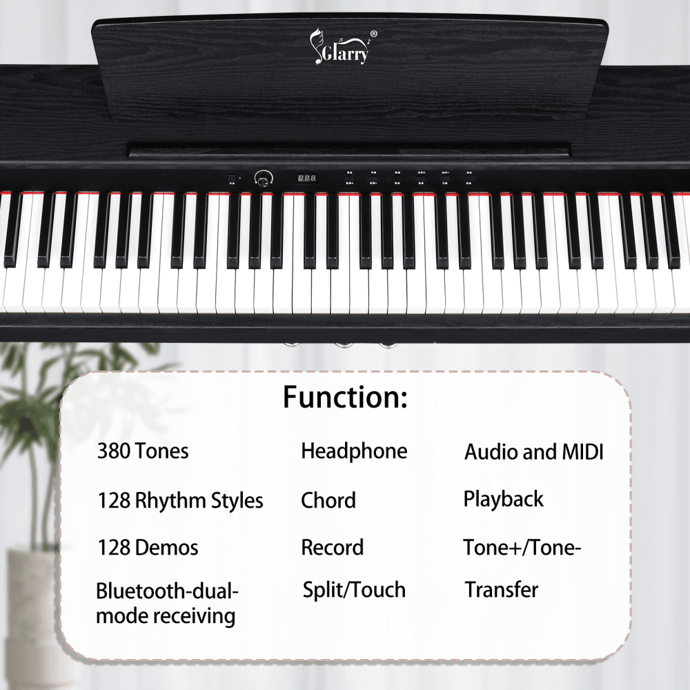 Tcbosik 88 Keys Full Weighted Keyboard with Furniture Stand and Headphone, Digital Piano with Triple Pedals for All Experience Levels, Black