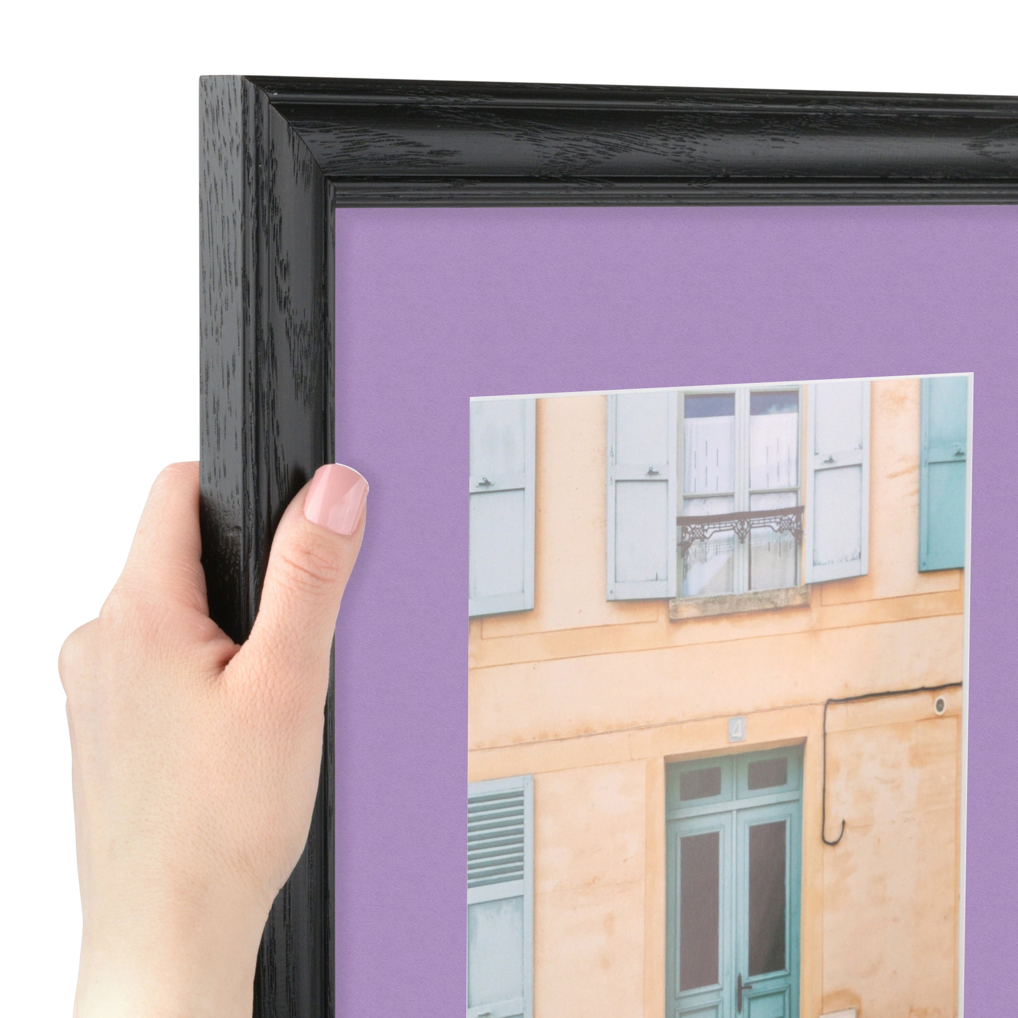 ArtToFrames 22x28" Matted Picture Frame with 18x24" Single Mat Photo Opening Framed in 1.25" Black Stain on Solid Red Oak and 2" Lavender Mist Mat (FWM-4083-22x28)
