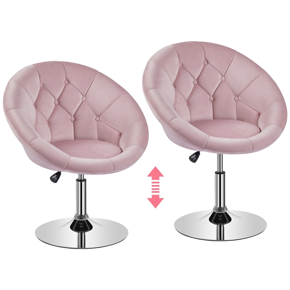 Alden Design Modern Tufted Adjustable Barrel Swivel Accent Chair, Pink Velvet