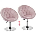 thumbnail image 6 of Topeakmart Round Swivel Tufted Back Accent Chair for Bedroom, Pink, 6 of 11
