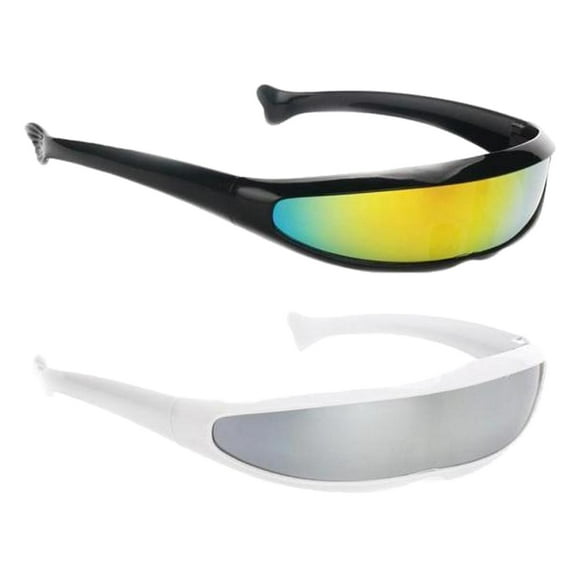 Gafas de sol de disfraz Colco con lentes y visera estrechos espejo plateado