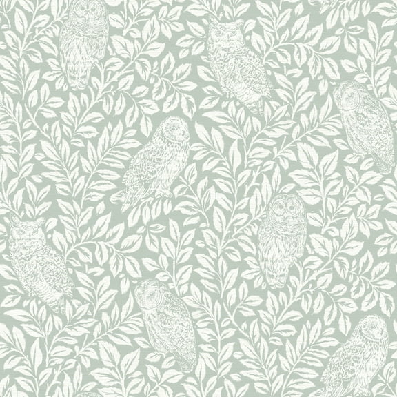Chesapeake Parliament Teal Owl Prepasted Non Woven Blend Wallpaper, 20.5-in by 33-ft, 56.4 sq. ft.