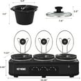 thumbnail image 5 of Triple Slow Cooker, 3 X 1.5QT Slow Cooker with 3 Cooking Settings, Buffet Servers and Warmers with Dishwasher-Safe Ceramic Pot, Glass Lid, Black, 5 of 14