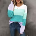 thumbnail image 6 of Guieoi Womens Sweaters 2025 Womens Sweaters Clearance Casual Round Neck Long Sleeve Sweater Knitted Stripe Loose Blouse Purple Black*Friday/Cyber*Monday Clearance, 6 of 8