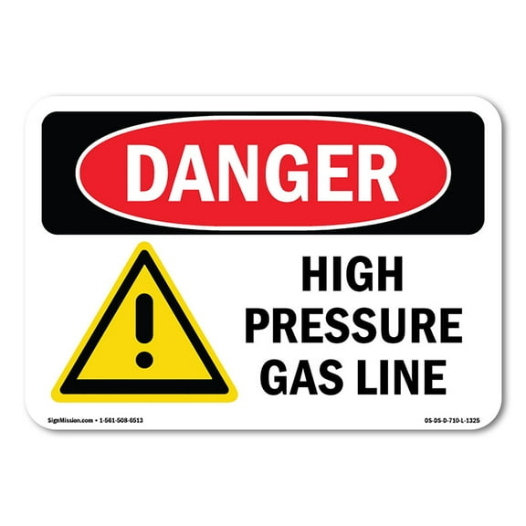 SignMission OS-DS-A-710-L-1325 7 x 10 in. OSHA Danger Sign - High Pressure Gas Line