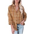 thumbnail image 1 of IROINID Deals Womens Long Sleeve V-Neck Shirts Solid Color Button Down Shirts Loose Blouse Lounge Work Plaid Tunic Tops,Yellow, 1 of 9