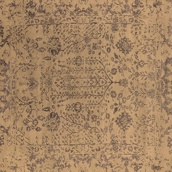 Ahgly Company Indoor Square Oriental Brown Industrial Area Rugs, 5' Square