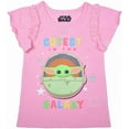 thumbnail image 6 of STAR WARS Lucasfilm The Child Girl's 3 Pack Baby Yoda Short Sleeves Tee Shirts and Leggings Set for Kids, 6 Pink, 6 of 6