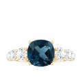 thumbnail image 4 of Rosec Jewels 3.25 CT Cushion Cut London Blue Topaz Solitaire Ring with Side Stone Moissanite, 14K Yellow Gold, US 8.50, 4 of 8