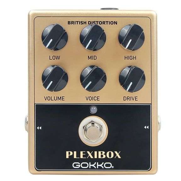 GOKKO Plexi Box British Distortion Pedal - Marshall Amp Simulation with 6 Adjustable Controls | All-Analog Overdrive & Distortion | 9V DC Power Supply