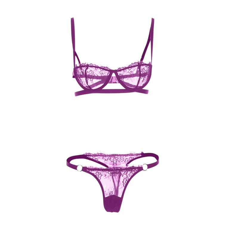  Women Sexy Lace Bra Thorn Plus Size Underwear Bra Womens  Compression Sports Bra (Purple, 85C) : Clothing, Shoes & Jewelry