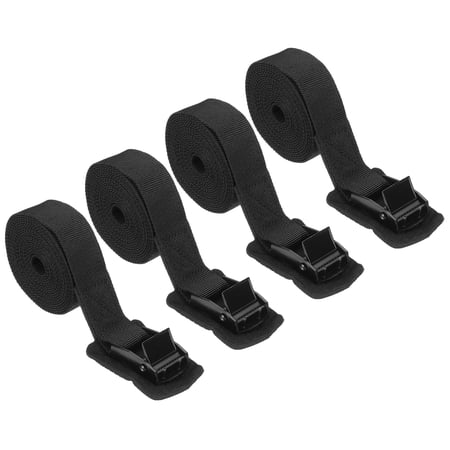Uxcell Cargo Tie Down Strap 1 x 8.2 Ft 4Pcs Adjustable Heavy Duty Cam Buckle Lashing Strap Secure Cinch Straps for Truck Boat Kayak Motorcycle Black
