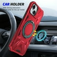 thumbnail image 3 of Armor Stand Case for iPhone 14,[Compatible with MagSafe] Military Shockproof Rugged Phone Case,Magnetic with Car Mount,Built in 360° Rotatable Ring Kickstand For iPhone 14,Red, 3 of 8