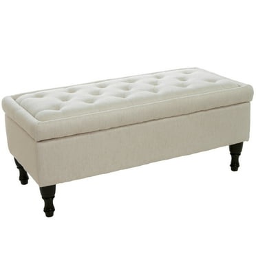Noble House Charles Fabric Beige Storage Ottoman