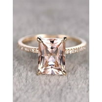 1.25 Carat Princess Cut Peach Pink Morganite And Diamond Moissanite Engagement Ring In 10K Rose Gold