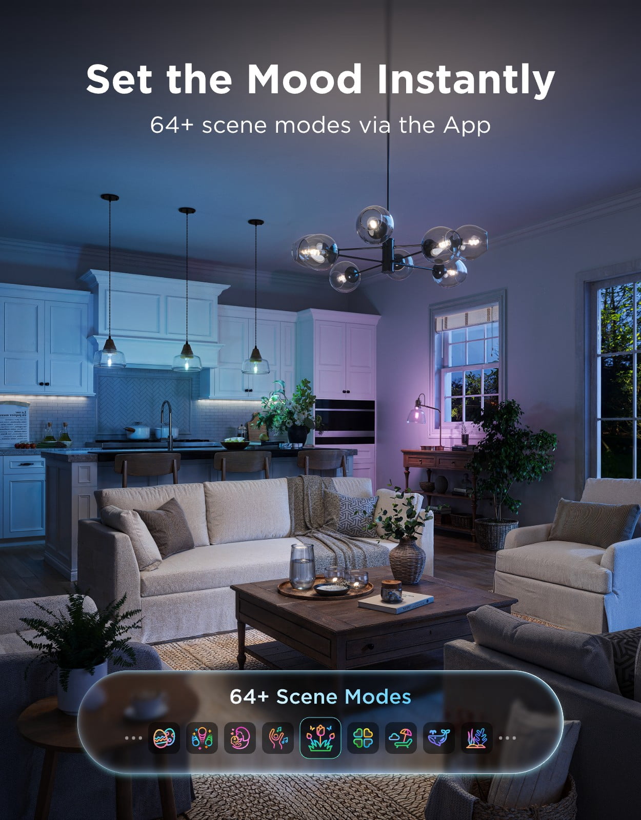 Govee 500LM RGBWW Smart ST19 LED Bulb 4 Pack, 64+ Scene Modes, Classic Design Bulb, High-Density COB Light Strips, Smart Control