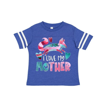 

Inktastic I Love My Mother Pink and Blue Fox with Hearts Gift Toddler Boy or Toddler Girl T-Shirt
