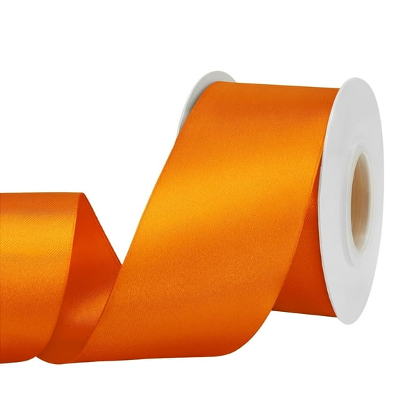 LoomJoyz Double Face Satin Ribbon 2 inch X 25 Yards /roll, for Gift Wrapping Very Suitable for Weddings Party Hair Bow Invitation Decorations and More Orange