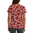 thumbnail image 3 of Womens Valentines Scrub Tops Plus Size Hoilday Short Sleeve Cute Love Heart Printed Scrubs Loose V Neck Scrub Shirts Medical Nurse Workwear Nursing Uniform with Pockets Red 2XL, 3 of 5