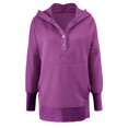 thumbnail image 5 of Baqcunre Hoodies For Women Women Casual Button V Neck Hoodies Oversized Pullover Sweatshirt Hooded Tops With Pockets Womens Sweaters Fall Outfits For Women 2023 Purple L, 5 of 5