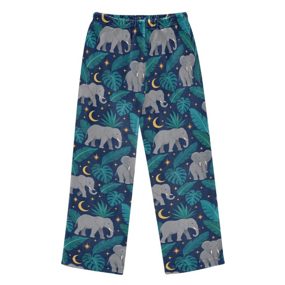 BZSMCE Flannel Pajama Pants Elephant Print Loose Sleep Pants Soft Double Fleece Warm Loungewear with Elastic Waist & Side Pockets S-XL
