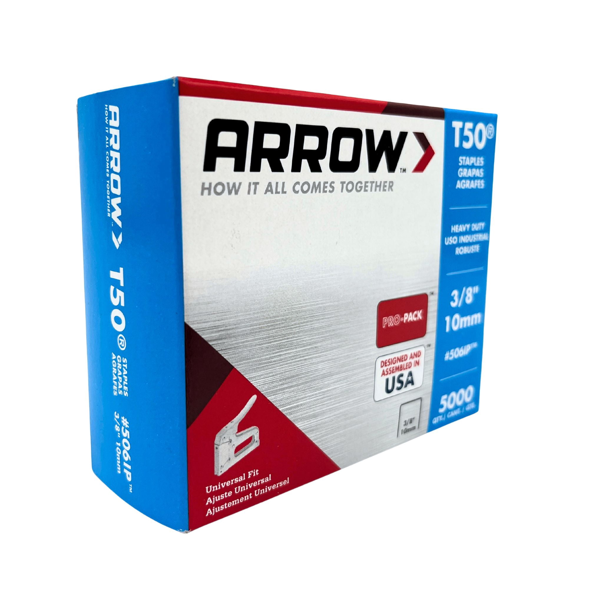 (2 pack) Arrow T50 Staples 3/8-inch, Durable Flat Crown for Heavy Duty Staple Gun