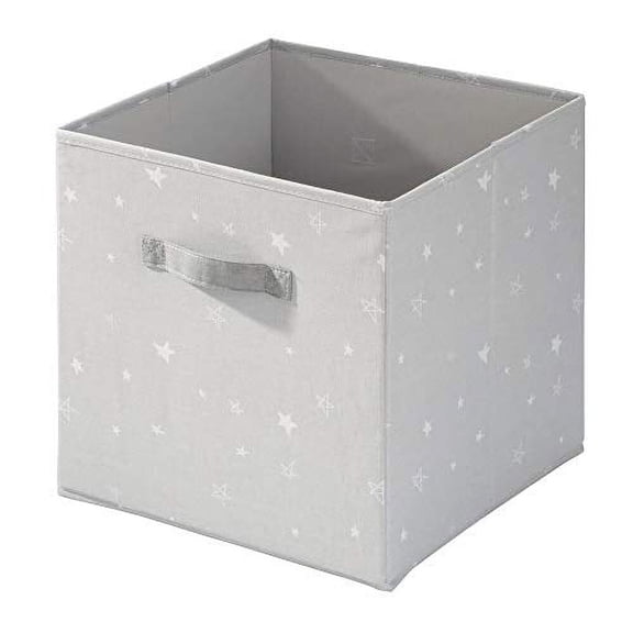 iDesign Star Fabric Storage Cube Bin, Medium Basket Container with Dual Side Handles for Closet, Bedroom, Toys, Nursery - Gray