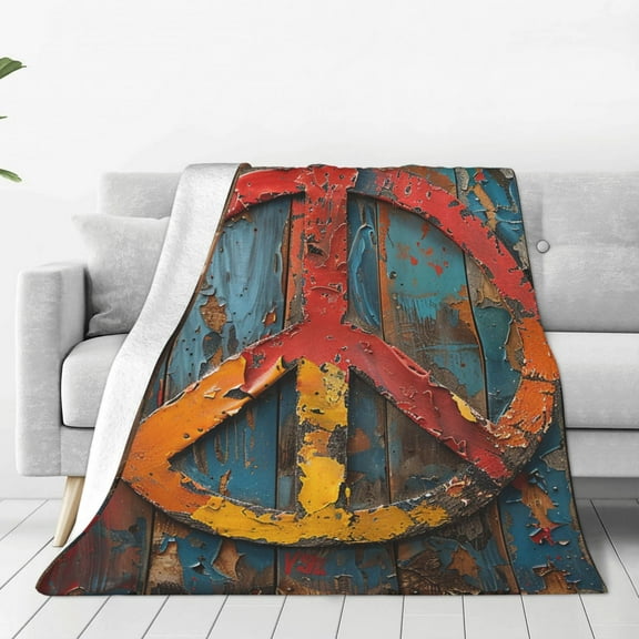 Hippy Peace Vintage Vintage Art Throw Blanket Super Soft Lightweight Cozy Fluffy Plush Blanket for Bed Couch Sofa Chair 40x30