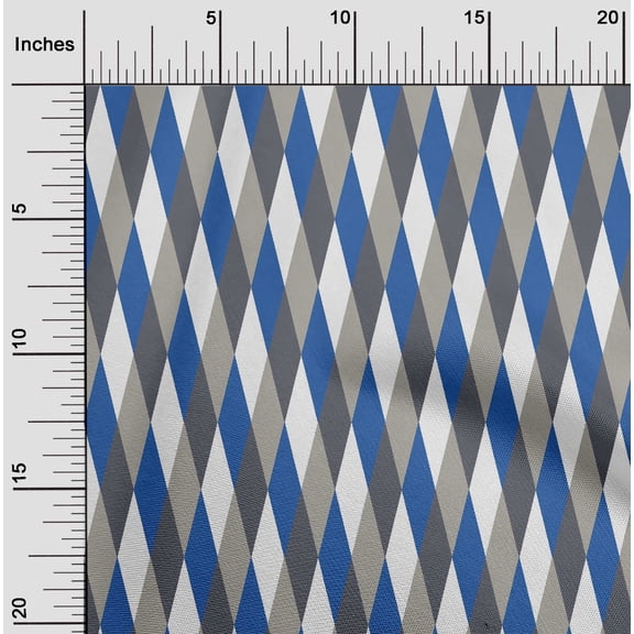 oneOone Cotton Jersey Blue Fabric Argyle Check Sewing Craft Projects Fabric Prints By Yard 58 Inch Wide