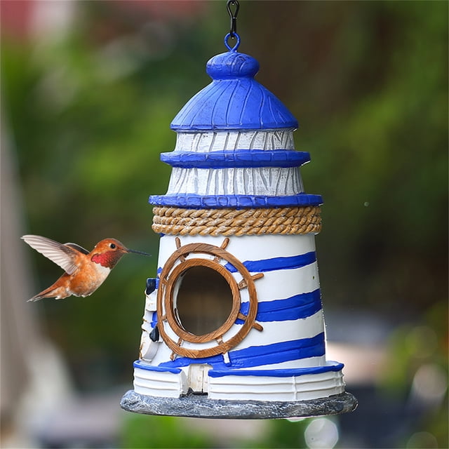 Jolie Nichoir Suspendu en Forme de Ruche, Déco Extérieure en Résine pour Colibris et Merles Bleus, Décoration Colorée pour Jardin, Patio, Balcon avec Crochet Facile à Accrocher