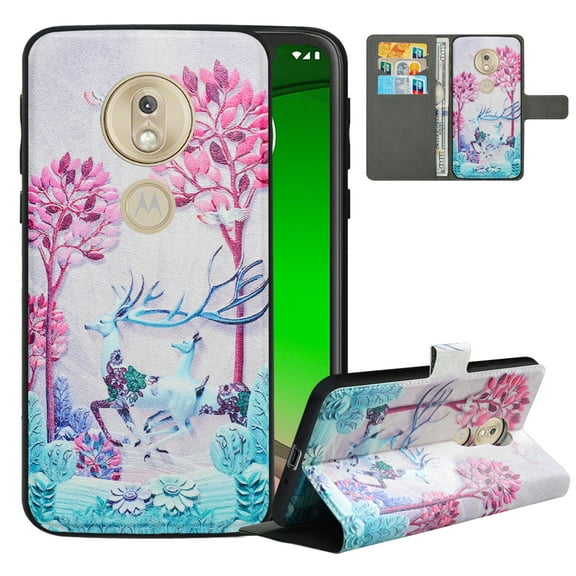 Labanema Motorola Moto G7 Power Case with Kickstand, 2 in 1 Detachable Magnetic Protective Folio Flip Cover for Motorola Moto G7 Power (Deer)
