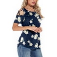 thumbnail image 4 of ANYJOIN Womens Summer T Shirts Strappy Short Sleeve Tunic Tops Strappy Cold Shoulder Blouse, 4 of 6